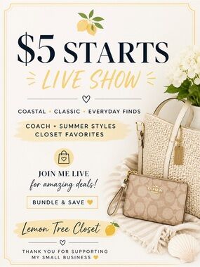 $5 Starts Live Share Show Flyer | Coastal Coach Lemon Tree Closet
